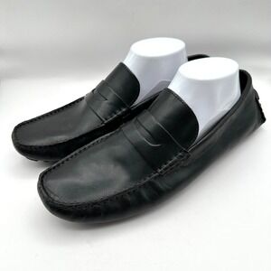 Nordstrom Rack Driving Loafers Mens Size 11 Black Leather Moccasins Slip‎ On